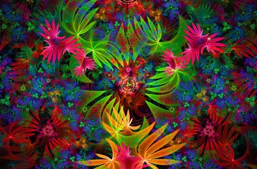 Abstract fractal image on the black background