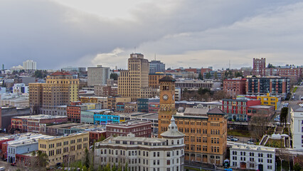 Aerial view of the Tacoma, Washington waterfront