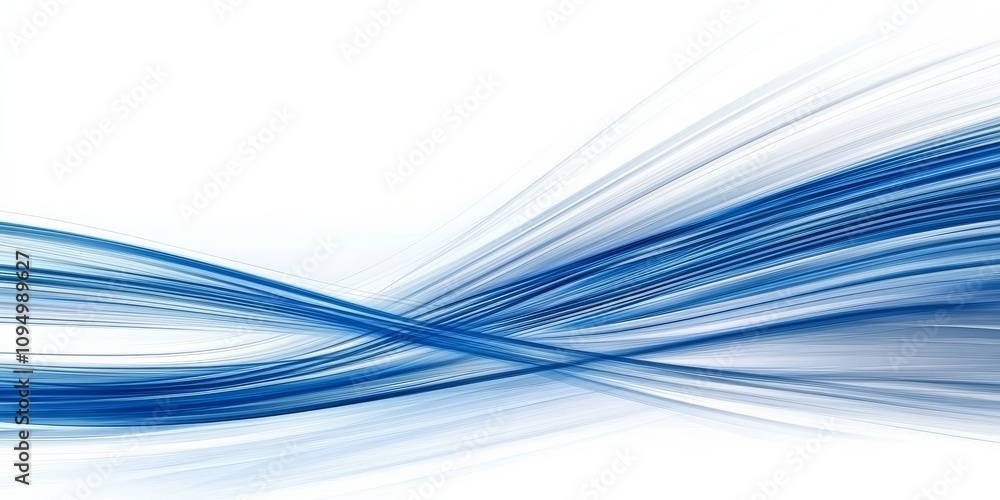 Poster abstract blue lines create a dynamic effect against a white background.