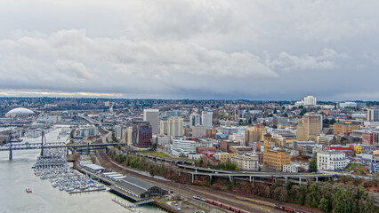 Aerial view of the Tacoma, Washington waterfront