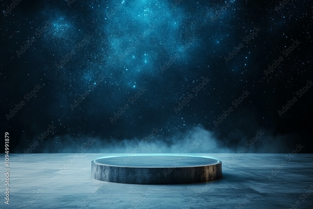 Poster a deep space abstract scene featuring a glowing circular portal on a cosmic backdrop, representing t