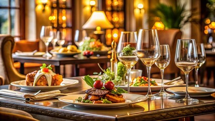 Exquisite Culinary Delights at a Luxurious Hotel Restaurant Featuring Elegant Plating and Gourmet Dishes for an Unforgettable Dining Experience