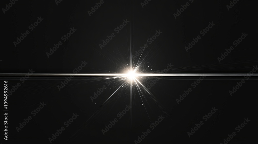 Poster a bright light source shines against a dark background, creating a striking contrast with shimmering
