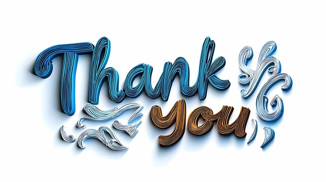 A colorful, artistic depiction of the phrase "Thank You," featuring intricate designs and textures that convey appreciation and gratitude.