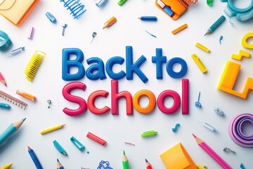 Vibrant Back To School Poster with Educational Elements and Bold Typography
