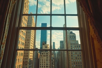 Urban View from a Historic Window