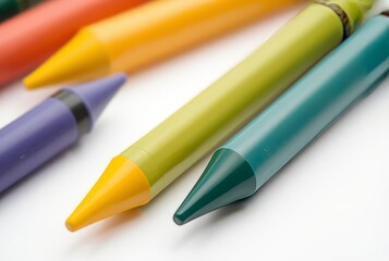Crayons A close up of a few crayons isolated on a white backgrou