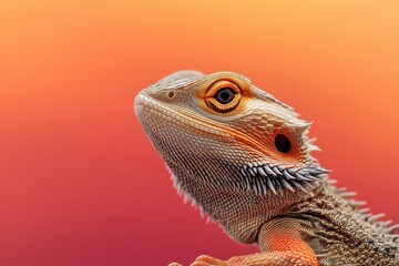 Colorful Bearded Dragon Portrait Against Gradient Background