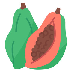 Nutrition Flat Design Illustration,Papaya Flat Design