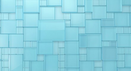 Obraz premium Blue Rectangles Glass Sculpture, Rectangle Shape Design, Reflective, Elegant Refracting Translucent Art