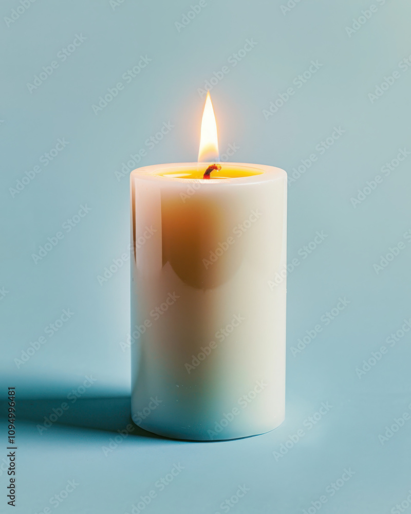 Poster illuminating serenity a single candle's flickering flame against a soft gradient background minimali