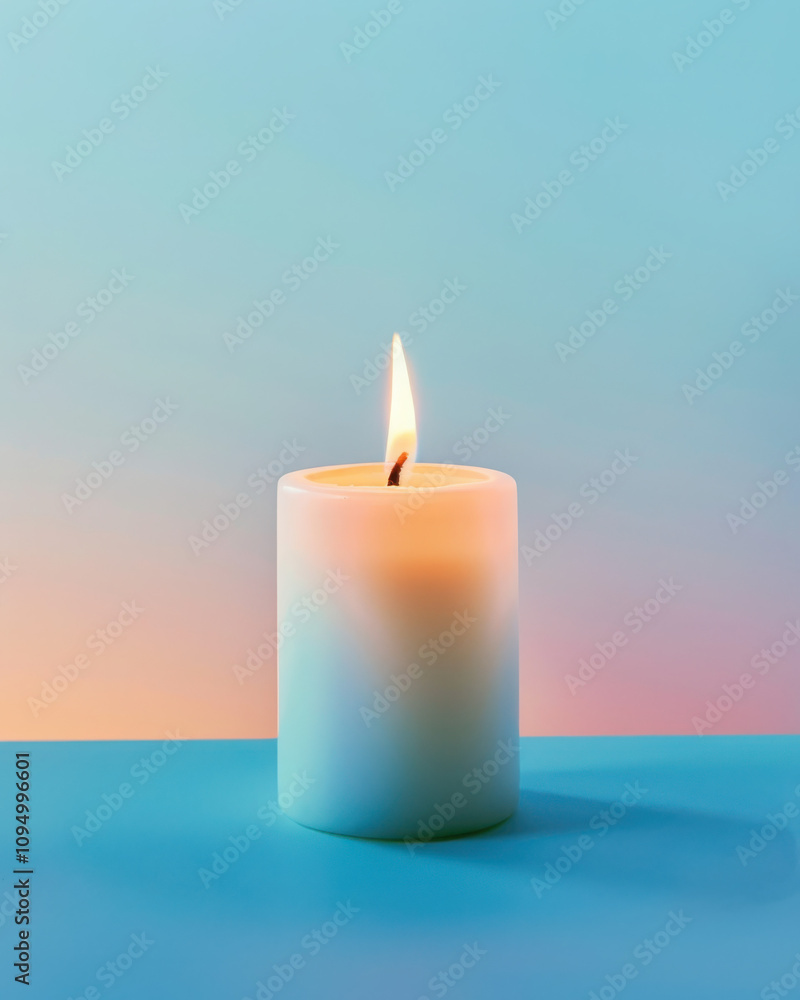 Poster flickering candle light minimalist setting soft gradient background calm environment tranquil concep