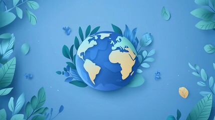 Obraz premium Eco Friendly Ozone Day Theme with Clean Blue Atmospheric Visuals of Planet Earth Globe Sustainable Renewable Energy and Environmental Protection Concept