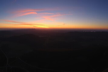 Aerial Landscape A scenic aerial view of the landscape at sunset