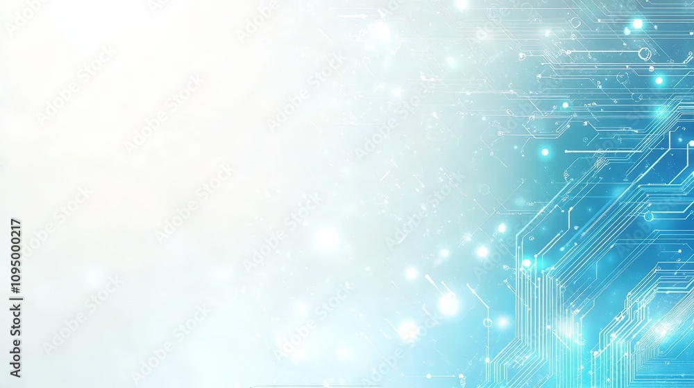 Poster a glowing blue abstract background featuring circuit patterns and light effects, ideal for technolog