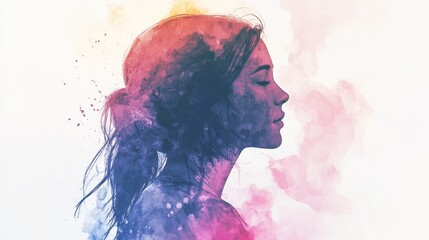 Fototapeta premium watercolor and pen hand drawing on white background