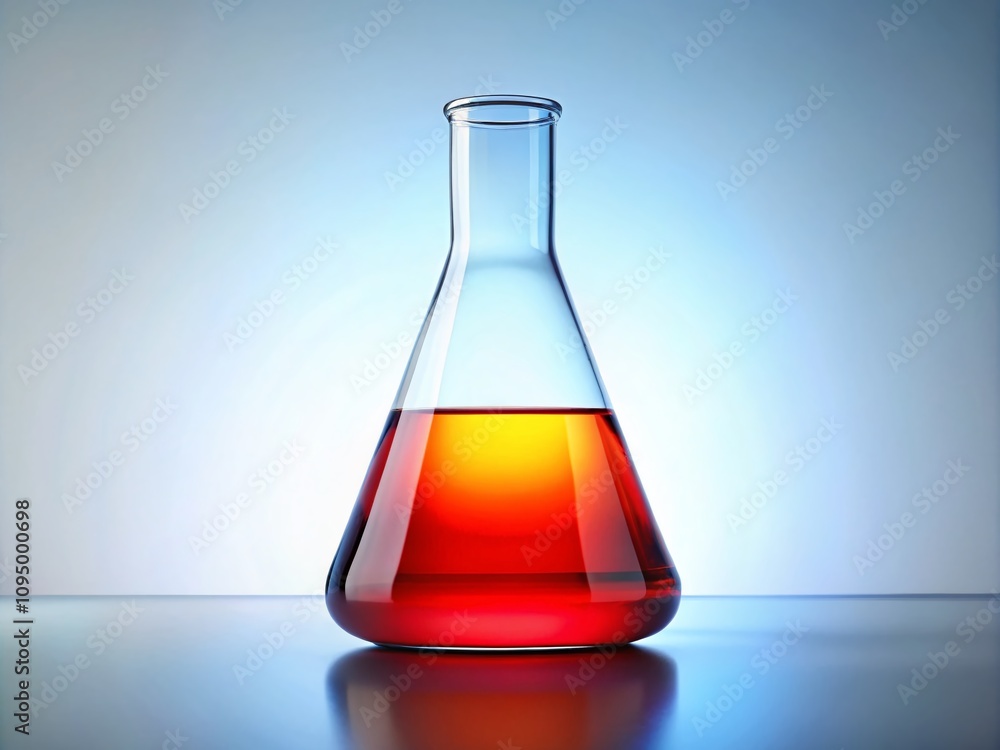 Poster front view of an isolated erlenmeyer flask on a white background, perfect for scientific illustratio