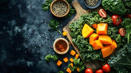 Kale and quinoa salad with regenerative farm dressing