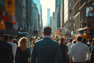 Obraz premium African American Professional Commutes Through City Rush Hour