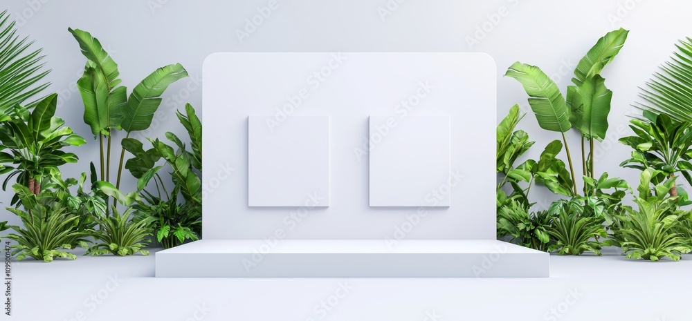 Poster a blank rectangular niche in a white wall. a realistic 3d modern illustration of an interior shelf f