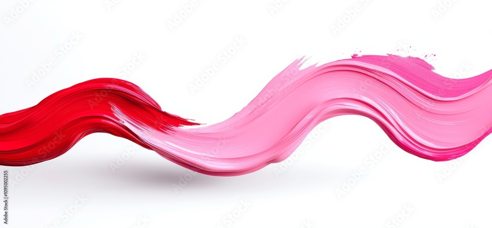 Poster vibrant red ribbons form a flowing brushstroke effect. abstract digital elements with gradient textu