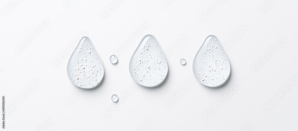 Poster bubbles from fizzy water float on a clear background, showcasing multiple-sized spherical shapes in 