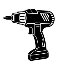 cordless drill creative silhouette illustration