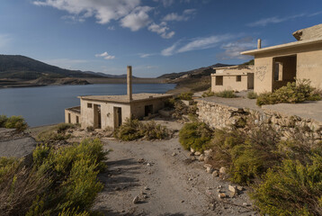 Ruins of Sfendylion village in a reservoir