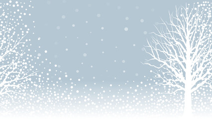 abstract winter template with with tree silhouette and snowfall snow