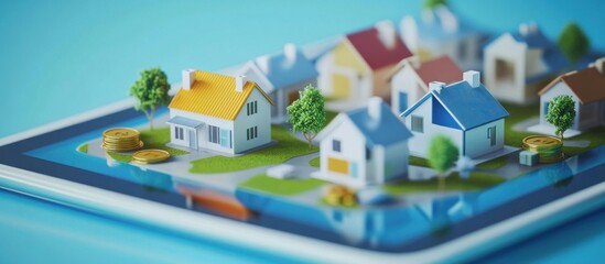 Miniature Houses on a Digital Tablet