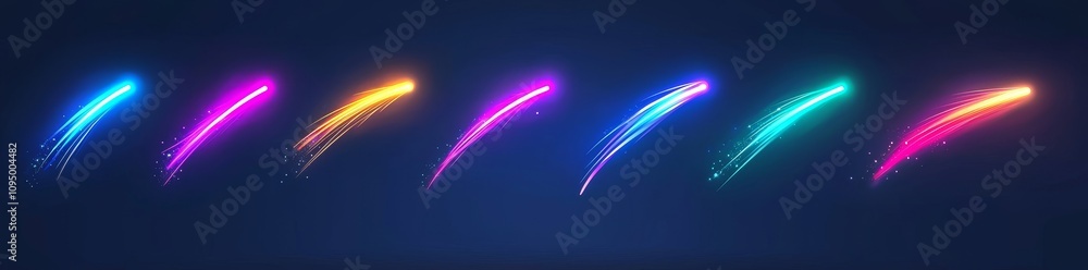 Poster a comet and meteoroid fall, leaving a trail across the galaxy in a modern style. a 3d meteor shower 