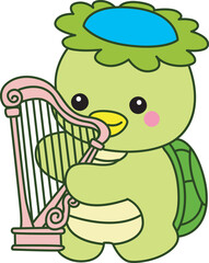 Obraz premium Kawaii japanese mythology Kappa sticker cute. Cute kappa mascot ghost japanese.