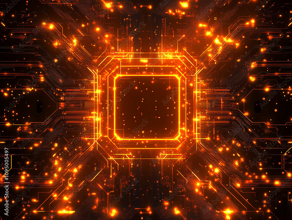 Wall mural a close up of a electronic circuit board with many small golden dots.