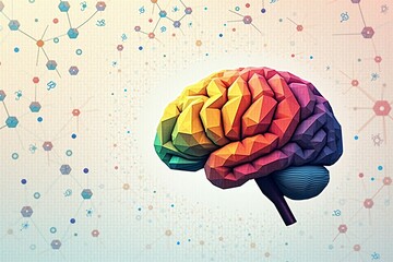 Polygonal Brain with Colorful Gradient: A Visual Representation of AI and Neural Networks