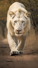 Fototapeta premium Rare Elegant White Lion Photographed in its Natural Habitat