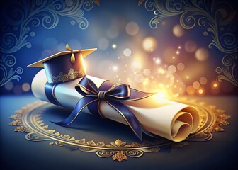 Graduation Scroll Clipart with Copy Space for Celebratory Designs and Educational Themes, Perfect for Invitations, Announcements, and Academic Projects