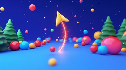 Arrow of Light Particles Rising into the Cosmos in 3D Render