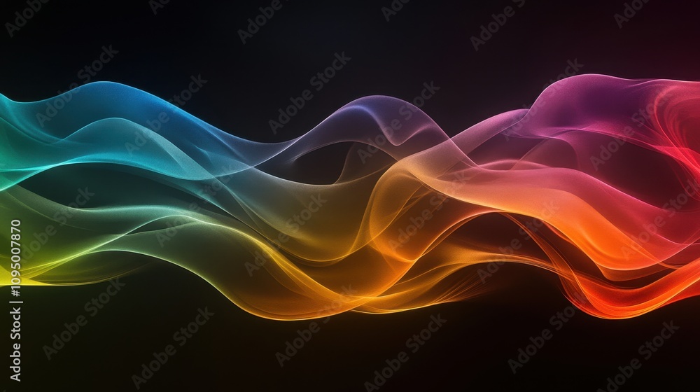 Poster abstract colorful waves on a dark background, creating a vibrant visual effect.