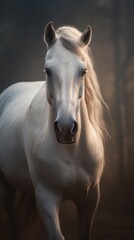 Obraz premium Elegant White Horse Photographed in Its Natural Habitat