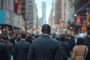 Anonymous Businessman Walking Skyscraper City