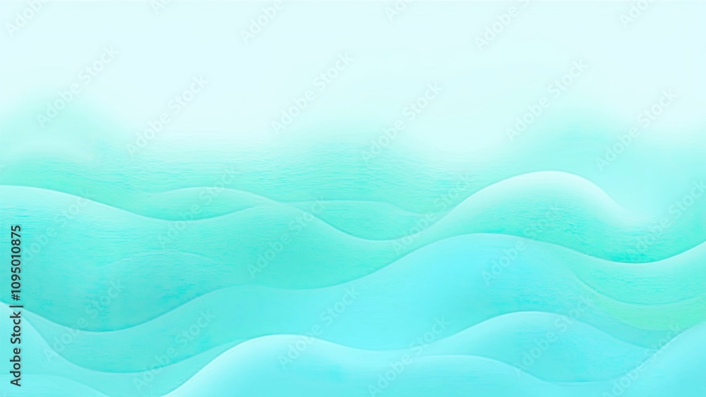 Aufkleber soft turquoise waves create a calming ocean atmosphere with gentle gradients in the background