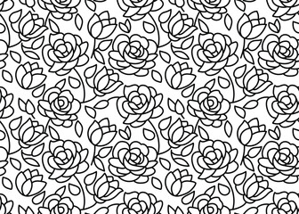 Floral line art. Seamless pattern for decorating fashion designs, fabrics, wallpapers and prints on a white background.