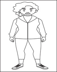 Fat Woman Coloring Page For Kids.