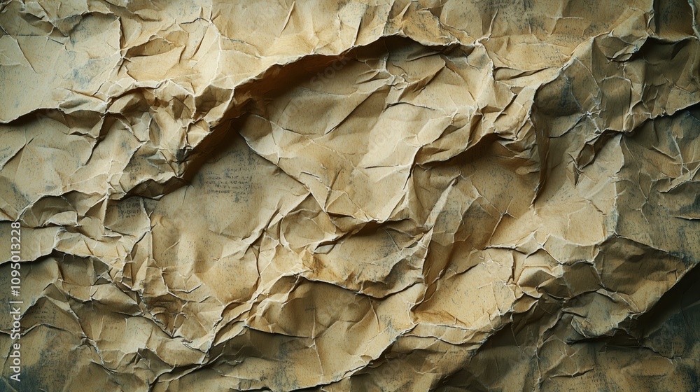 Poster aged and slightly yellowed paper texture with crinkles and creases ideal for backgrounds and graphic
