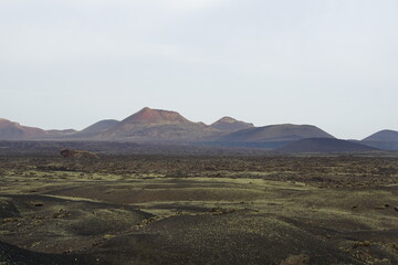 volcanoes, panorama, volcano, lanzarote, mountains, solid lava, volcanic rocks, travelling,...