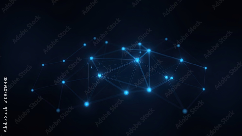 Aufkleber digital network connections illuminated by blue lights in a dark space creating a futuristic atmosph