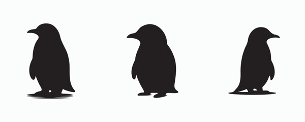penguin silhouette bundle vector illustration