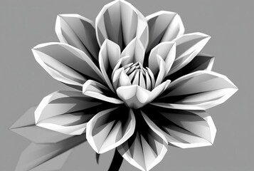 Geometric Gardenia Black and white illustration of a gardenia wi