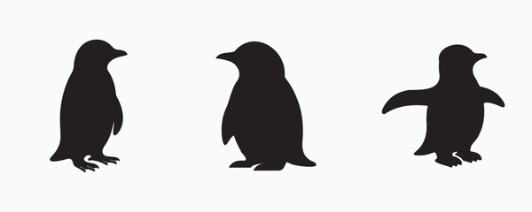 penguin silhouette bundle vector illustration