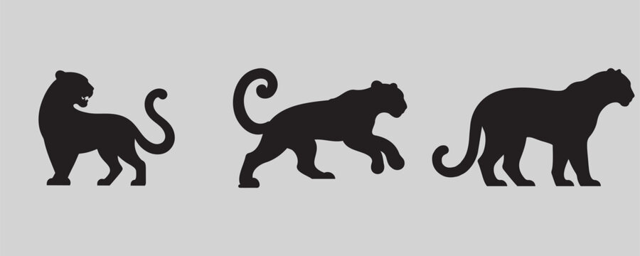 leopard silhouette bundle vector illustration